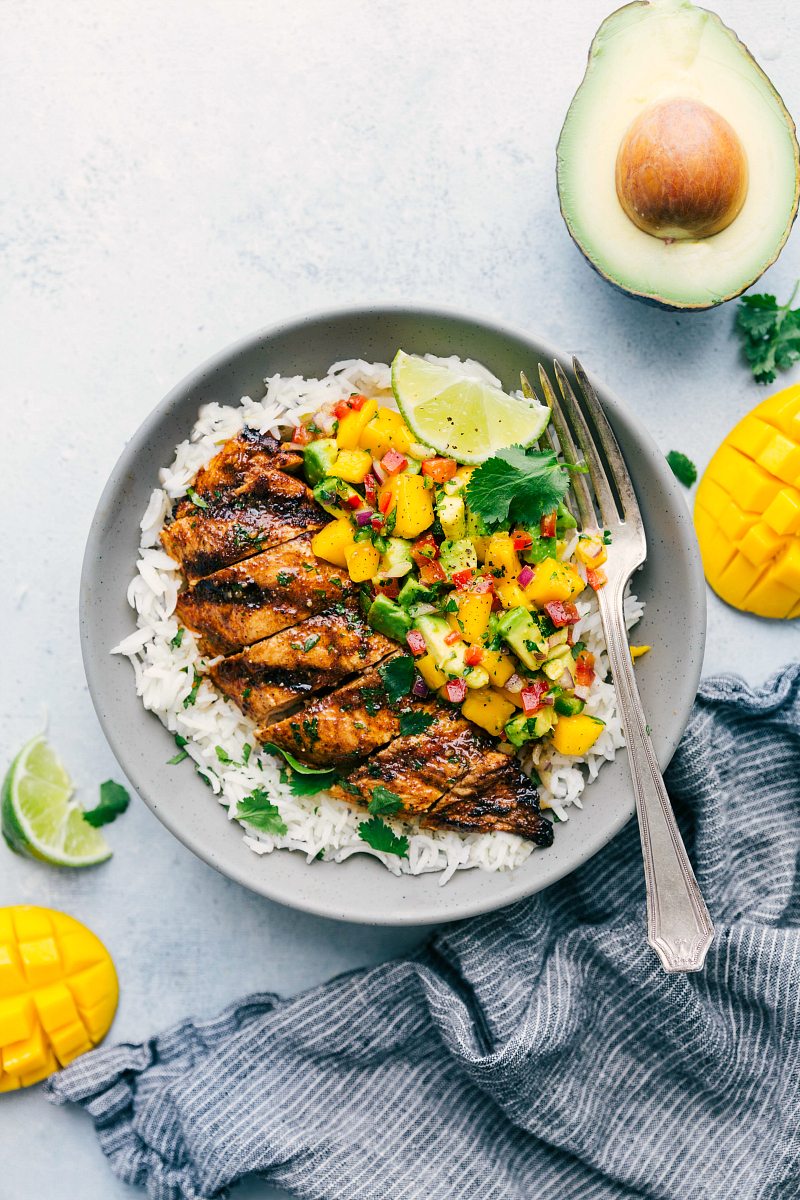 Tangy Cilantro Lime Chicken with Mango Avocado Dressing